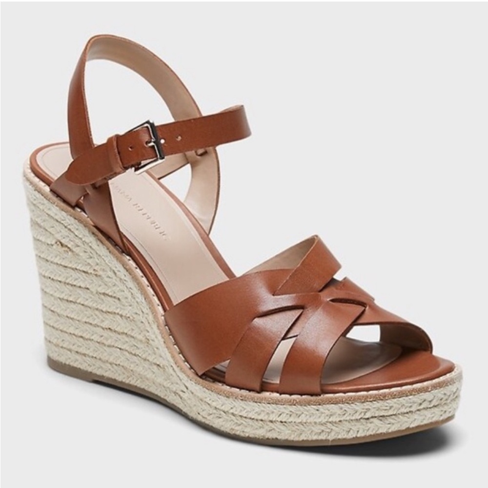 Banana Republic Strappy Espadrille Leather Wedge